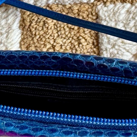 Vintage Jennifer Moore Blue Snakeskin Clutch Purse - Picture 3 of 3